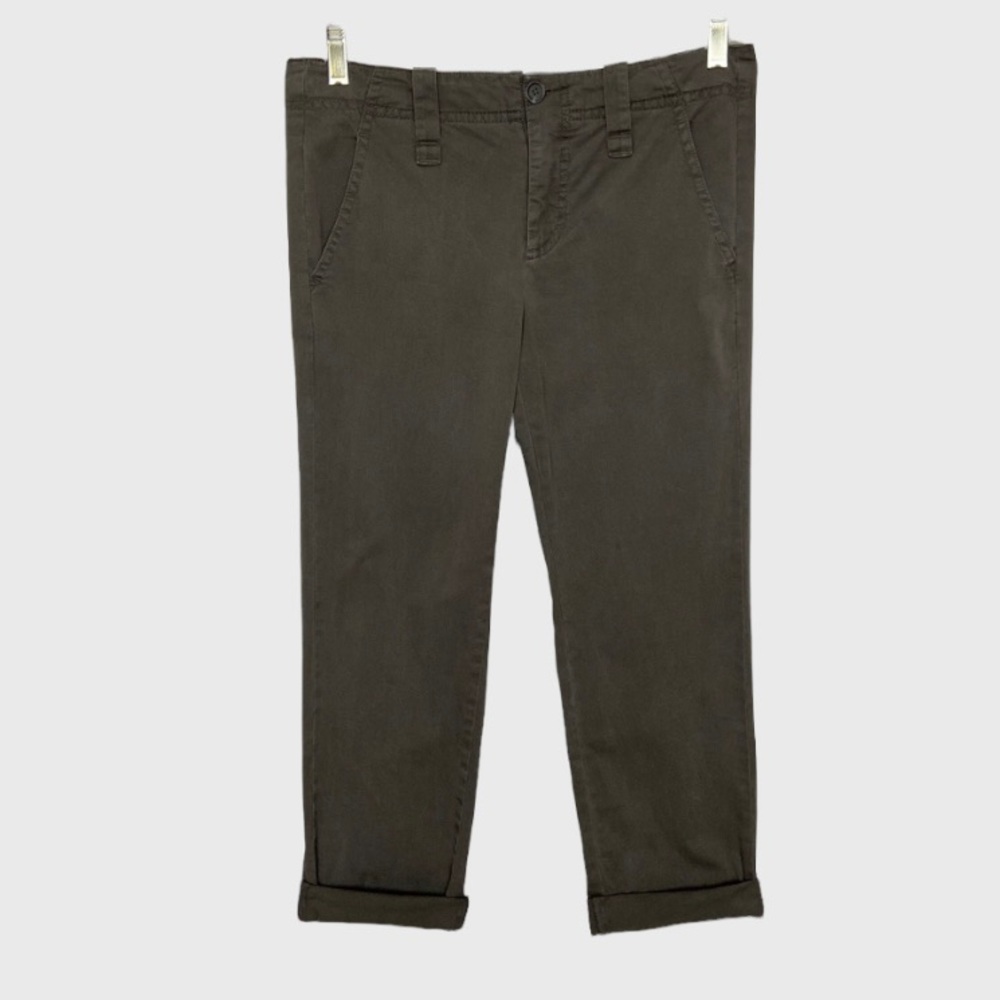 Vince Womens Gray Cropped Chino Trouser Pants Flat Front Cotton Stretch size 2